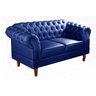 Namoradeira Dom Pedro Sofá 2 Lugares Decoração Barbearia Escritorio Sala - Couríssimo Azul - 1