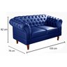 Namoradeira Dom Pedro Sofá 2 Lugares Decoração Barbearia Escritorio Sala - Couríssimo Azul - 4