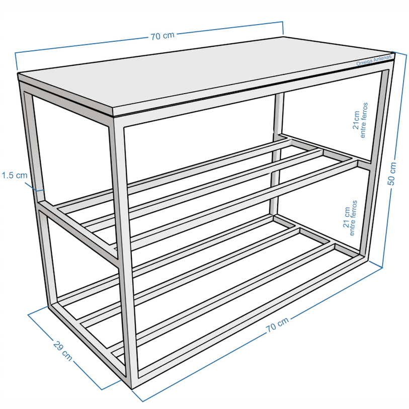 Banco Sapateira Industrial para Organização e Estilo 30x70cm - 2