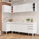 Ver imagem 2 de Armário de Cozinha Modulado de Canto Direito 5 Peças Cp44 Balcão com Tampo Branco - Lumil Lumil Móve