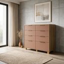 Ver imagem 1 de Cômoda Luxo Doha Infinity 8 Gavetas Telescópica Madeira Design Moderno Puxadores Dourados Quarto Ele