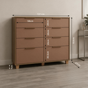 Ver imagem 4 de Cômoda Luxo Doha Infinity 8 Gavetas Telescópica Madeira Design Moderno Puxadores Dourados Quarto Ele