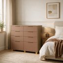Ver imagem 7 de Cômoda Luxo Doha Infinity 8 Gavetas Telescópica Madeira Design Moderno Puxadores Dourados Quarto Ele