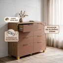 Ver imagem 3 de Cômoda Luxo Doha Infinity 8 Gavetas Telescópica Madeira Design Moderno Puxadores Dourados Quarto Ele