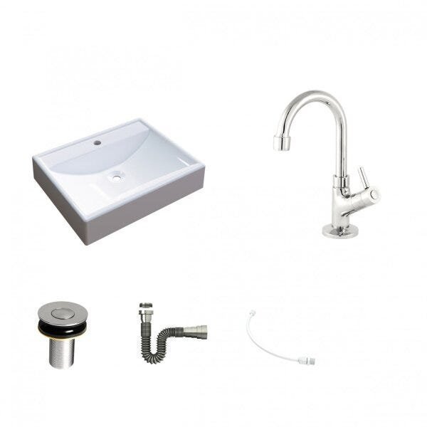 Kit Cuba RT49 com Torneira 1198 Metal e Válvula Click 1 Polegada B e Sifão Cromado e Flexível Compace - 2
