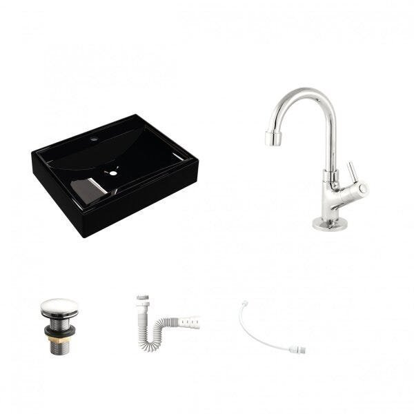 Kit Cuba RT49 com Torneira 1198 Metal e Válvula Click 1 Polegada G e Sifão Pvc e Flexível Compace - 2