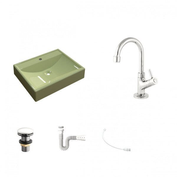 Kit Cuba RT49 com Torneira 1198 Metal e Válvula Click 1 Polegada G e Sifão Pvc e Flexível Compace - 2