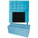 Ver imagem 1 de Kit Cabeceira + Calçadeira Baú Copenhague Solteiro 120cm Suede - Renascer Decor:Azul Turquesa