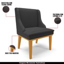 Ver imagem 4 de Kit 2 Cadeiras Decorativas Sala de Jantar Base Fixa de Madeira Firenze PU Preto Fosco/Castanho G19 -
