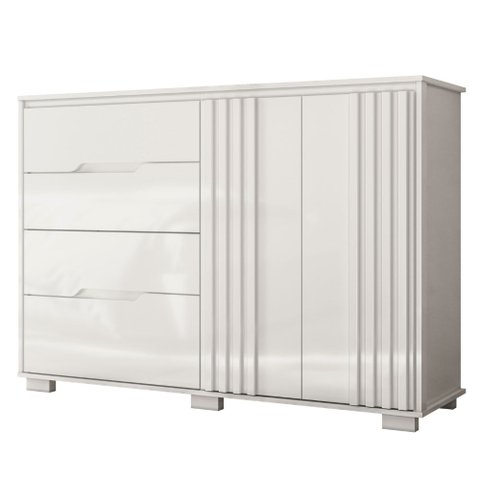 Cômoda Texas 2 Portas e 4 Gavetas Branco Moval