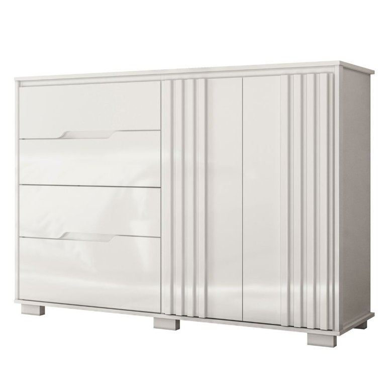 Cômoda Texas 2 Portas e 4 Gavetas Branco Moval Cômoda Texas 2 Portas e 4 Gavetas Branco Moval
