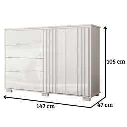 Cômoda Texas 2 Portas e 4 Gavetas Branco Moval - 2