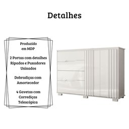 Cômoda Texas 2 Portas e 4 Gavetas Branco Moval - 3