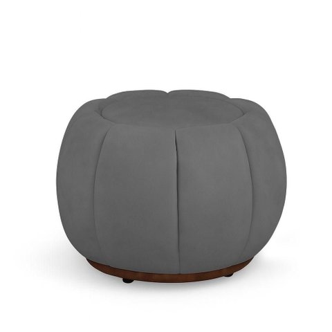Puff Decorativo Orgânico Fixo Nuvem Assento Espuma Veludo Cinza Loja Sheep
