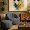 Ver imagem 3 de Puff Decorativo Orgânico Fixo Nuvem Assento Espuma Veludo Cinza Loja Sheep