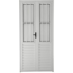Porta de Abrir 2 Folhas com Postigo Alumínio Branco - 210x100 - 1