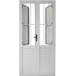Porta de Abrir 2 Folhas com Postigo Alumínio Branco - 210x100 - 2