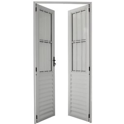 Porta de Abrir 2 Folhas com Postigo Alumínio Branco - 210x100 - 3