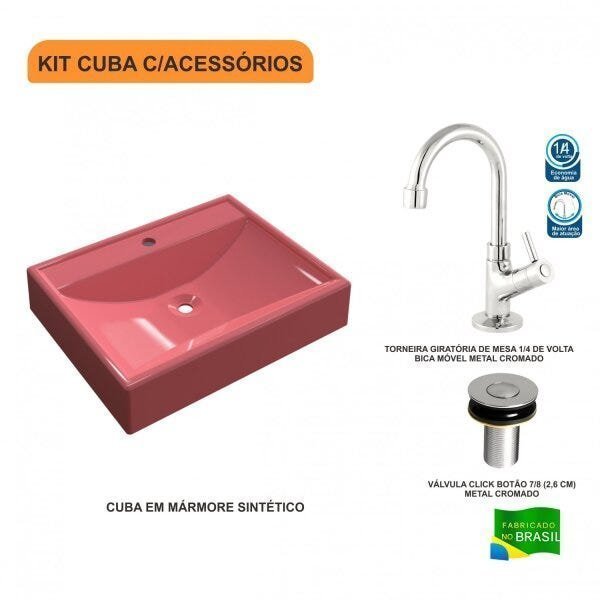 Kit Cuba RT49 com Torneira 1198 Metal e Válvula Click 1 Polegada B Compace - 3
