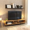Ver imagem 2 de Rack para TV até 75 Polegadas Tribeca 180cm MDP Acácia Mel e Preto Metalig