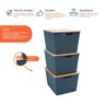 Kit 3 Caixas Organizadoras com Tampa de Bambu 18l Cinza - 3