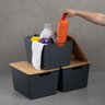 Kit 3 Caixas Organizadoras com Tampa de Bambu 18l Cinza - 7