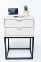 Ver imagem 1 de Mesa De Cabeceira Industrial OFF WHITE 40cm COM 2 GAVETAS BASE PRETA- Enviamos MONTADO