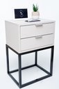 Ver imagem 3 de Mesa De Cabeceira Industrial OFF WHITE 40cm COM 2 GAVETAS BASE PRETA- Enviamos MONTADO