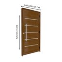 Ver imagem 2 de Porta de Alumínio Giro Lambri com Friso Puxador 80cm em Aço Inox 215x105cm Lucasa Eccellente Branco Amadeirado