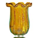 Ver imagem 5 de Vaso De Mesa Cristal Murano 21cm Âmbar e Dourado Tiger Glass