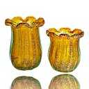 Ver mais imagens de Vaso De Mesa Cristal Murano 21cm Âmbar e Dourado Tiger Glass