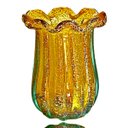 Ver imagem 6 de Vaso De Mesa Cristal Murano 21cm Âmbar e Dourado Tiger Glass
