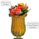 Ver imagem 3 de Vaso De Mesa Cristal Murano 21cm Âmbar e Dourado Tiger Glass