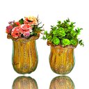 Ver imagem 7 de Vaso De Mesa Cristal Murano 21cm Âmbar e Dourado Tiger Glass