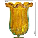 Ver imagem 2 de Vaso De Mesa Cristal Murano 21cm Âmbar e Dourado Tiger Glass