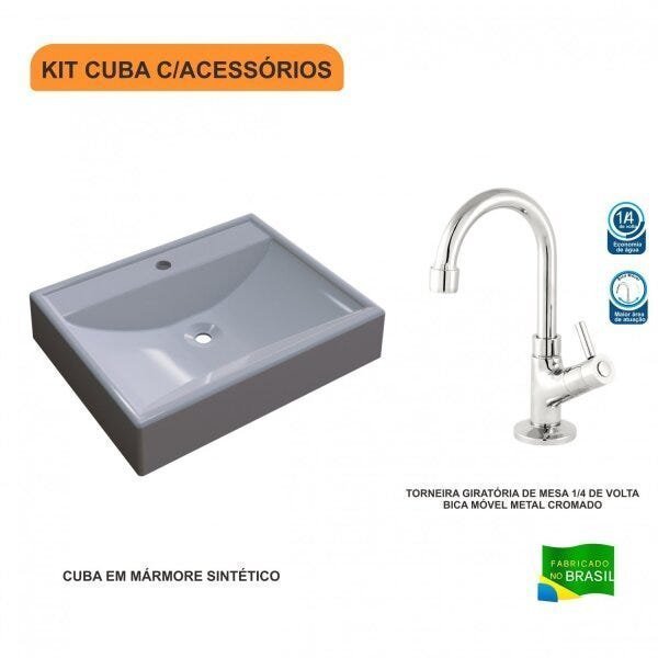 Kit Cuba RT49 com Torneira 1198 Metal 1/4 Volta Compace - 3