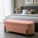 Ver imagem 3 de Banco Baú Organizador Estofado Orgânico Milão Peseira 1,40 Bouclê Rosa - Montanari's Decor