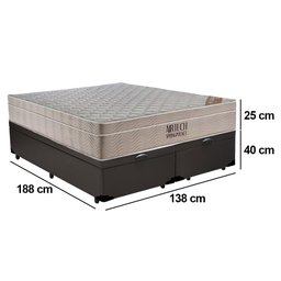 Cama Box Baú Casal Bipartido Sintético + Colchão Ortobom Airtech Molas Ensacadas 65x138x188 Marrom - 3