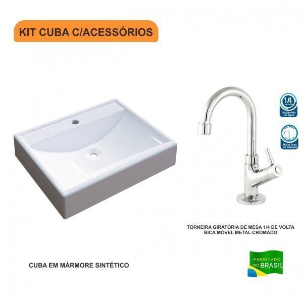 Kit Cuba RT49 com Torneira 1198 Metal 1/4 Volta Compace - 3