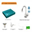 Ver imagem 3 de Kit Cuba Rt49 com Torneira Luxo 1195 Metal e Válvula 1 Polegada e Sifão Pvc e Flexível Compace