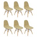 Ver imagem 1 de Kit 6 Cadeiras Charles Eames Botonê Eiffel Estofada Bege