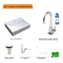 Ver imagem 3 de Kit Cuba Rt49 com Torneira Luxo 1195 Metal e Válvula 1 Polegada e Sifão Pvc e Flexível Compace