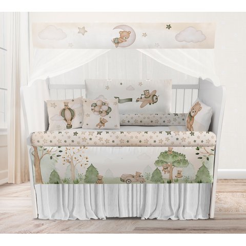 Kit Berço Ursinho Aviador Verde - Kt503