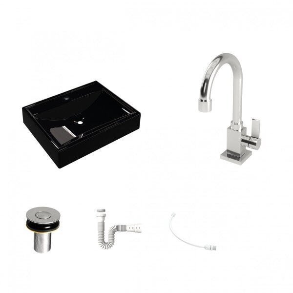 Kit Cuba RT49 com Torneira Luxo 1195 Metal e Válvula Click 1 Polegada B e Sifão Pvc e Flexível Compa - 2