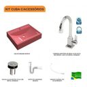Ver imagem 3 de Kit Cuba Rt49 com Torneira Luxo 1195 Metal e Válvula Click 1 Polegada B e Sifão Pvc e Flexível Compa
