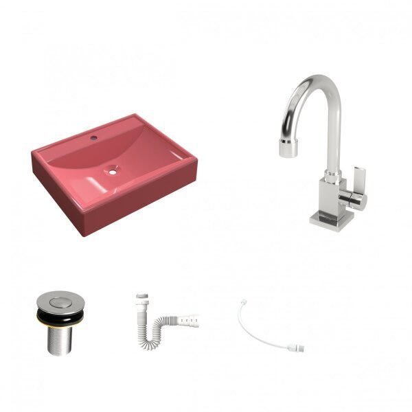 Kit Cuba RT49 com Torneira Luxo 1195 Metal e Válvula Click 1 Polegada B e Sifão Pvc e Flexível Compa - 2