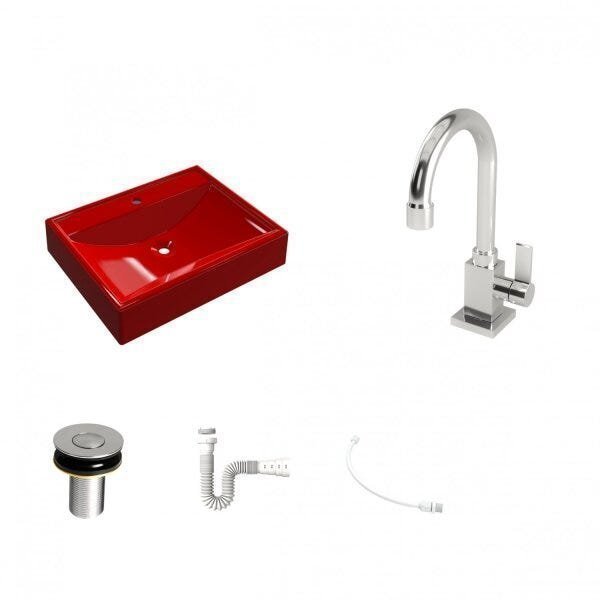 Kit Cuba RT49 com Torneira Luxo 1195 Metal e Válvula Click 1 Polegada B e Sifão Pvc e Flexível Compa - 2