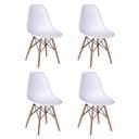 Ver imagem 3 de Conjunto de Mesa de Jantar Eames Eiffel Quadrada 90x90cm Tampo de Madeira Branco com 4 Cadeiras Bran