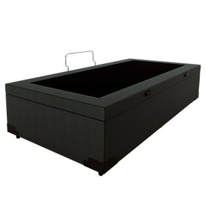 Cama Box Baú Solteirão King Blindado Sintético Preto 203X96X44 Cm
