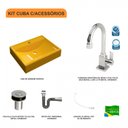 Ver imagem 3 de Kit Cuba Rt49 com Torneira Luxo 1195 Metal e Válvula Click 1 Polegada B e Sifão Cromado e Flexível C